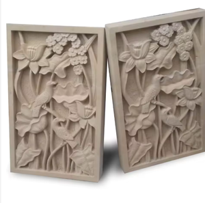 Escultura de Relieve de Piedra Bali Beige de Diseño Personalizado, Piedra Caliza Natural 100% Tallada a Mano, Patrón Floral 3D, Arte Mural Moderno para Villa - Product Image 6