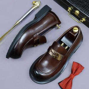 Oxfords en cuir véritable luxueux et brillant, style business décontracté, à lacets, à bout large, fermé, antidérapant, pour mariage - Product Image 3