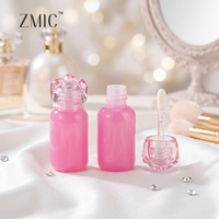 Tube vide rose pour brillant à lèvres, rechargeable, pour rouge à lèvres liquide, avec bouchon, logo personnalisé, couleur, contenant vide pour baume à lèvres avec capuchon en cristal