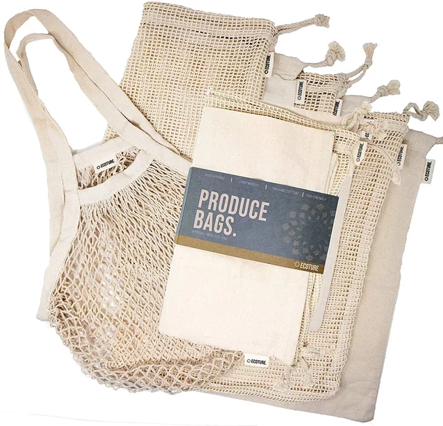 Многоразовая сетчатая хлопчатобумажная сумка-сетка на шнурке, сумка для супермаркета, многоразовая сетчатая хлопчатобумажная сумка-тоут для покупок, портативная Удобная Сетчатая Сумка