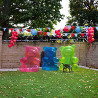 Nouvelle conception d'ours gonflable en PVC transparent pour la décoration d'événements, la remise des diplômes et la Saint-Valentin, utilisation en extérieur, portable et durable