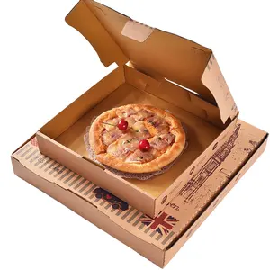 Custom Design Printed Logo Bulk Rectangle 6 8 9 10 12 13 15 16 18 20 22 24 Inch Cajas White Kraft Cardboard Pizza Box