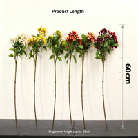 Vente en gros de branches artificielles de baies rouges de 60 cm avec des feuilles vertes, branches artificielles pour la décoration de mariage, de la maison et de la table de Noël
