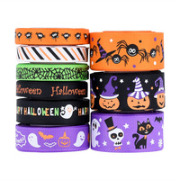 Cinta de Halloween, cinta de grogrén con diseños de arañas y fantasmas para manualidades, envoltura de regalos, fiestas y decoración del hogar
