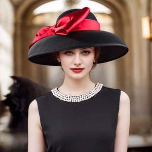 Cappello elegante con fiocco rosso da donna nuovo stile cappello formale per banchetti nuziali Business Kentucky Derby chiesa feste sportive - Product Image 3