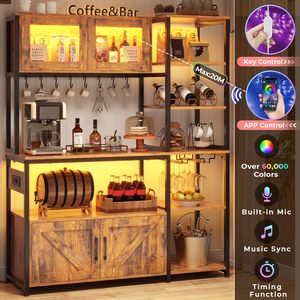 Gabinete de Almacenamiento de Madera Moderno SENYU con Iluminación LED, 8 Estantes, Mueble de Cocina para Cafetería, Diseño Duradero - Product Image 4