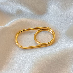 Waterproof Non Tarnish 2 Finger <b>Rings</b> 14k 18k PVD Gold Plated Fashion 316L Stainless Steel Double 2 Finger <b>Ring</b> for <b>Women</b> - Product Image 5