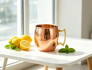 Tazza Mule in Rame Puro da 16oz, a Forma di Barile con Manico in Ottone, Superficie Liscia, Ideale per Cocktail, Birra, <span class=keywords><strong>Acqua</strong></span> - Perfetta come Bomboniera - Product Image 6