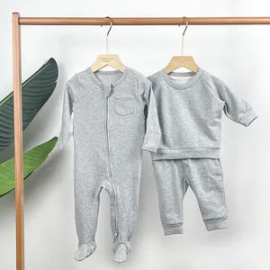 Sonbahar Unisex bebek Bodysuit sıcak satış düz yenidoğan fermuar Spring organik pamuk tulumlar bahar sezonu için bebek için