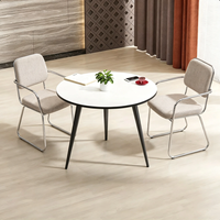 Ensemble de table et chaises de conférence circulaires en bois minimaliste pour bureau, 2 à 4 places, personnalisable pour la réception et les négociations
