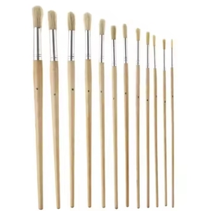 Pinceaux à huile pour artiste à manche en bois et poils de sanglier, <span class=keywords><strong>pinceau</strong></span> à <span class=keywords><strong>peinture</strong></span> en silicone - Product Image 1