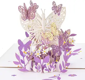 Día DE LA MADRE 3D Pop-Up 'Gracias' Tarjeta de felicitación Colorido Impresión digital Escultura de papel Tarjeta de regalo creativa