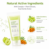 Nettoyant visage en gel à l'acide glycolique et à la groseille, exfoliant doux à faible pH, hydratant, éliminant les cellules mortes de la peau, pour femmes
