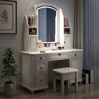Meuble de rangement multifonctionnel de style contemporain de luxe, table de maquillage et de toilette en bois massif, lumière, meubles de chambre à coucher, 8 tiroirs