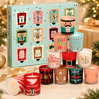 Coffret Cadeau de Bougies Parfumées Artisanales en Cire de Soja pour Noël, 12 Pièces, Boîte Mystère de l'Avent, Vente en Gros Personnalisée