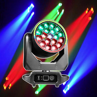 Luz de escenario LED multicontrol con zoom de ojo de abeja grande de 4-50 grados, cabezal móvil con lente giratoria, 19x20W 4 en 1 RGBW, control DMX RDM