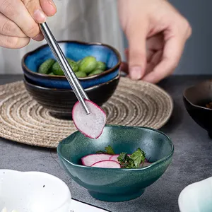 Plat à glaçage en céramique pour four japonais, plusieurs couleurs, rond/carré, petite Sauce soja, tremper les condiments, vaisselle en céramique