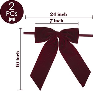 Custom Single Face Velvet Christmas Bow Rustic Crafts Vintage <b>Ribbon</b> Wreath Bows for Christmas Tree Gift Decorations - Product Image 2