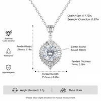 Collier élégant et raffiné en laiton haut de gamme avec pendentif zircon, motif œil de cheval industriel et contour en zircon