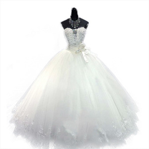Vestido de Novia de Lujo con Cuentas y Cristales Bordados, Estilo Princesa, Largo hasta el Suelo, con Encaje - Product Image 6