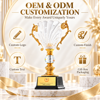 Trophée en cristal cannelé personnalisé avec logo gravé pour événement, anniversaire, souvenir ou récompense