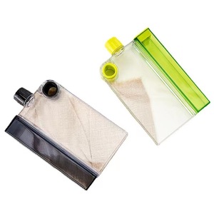 Tùy chỉnh vuông máy tính xách tay <span class=keywords><strong>Memo</strong></span> Flat chai nước nhựa màu sắc có thể tháo rời hộp lưu trữ chai phẳng với Silicone xử lý - Product Image 3