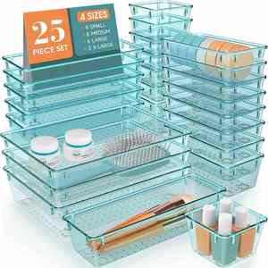 WL Brand Sports <b>Basket</b> 25 PCS Black Acrylic Drawer Organizers 4-Size Portable 5-10kg Capacity Bathroom Vanity Trays - Product Image 6