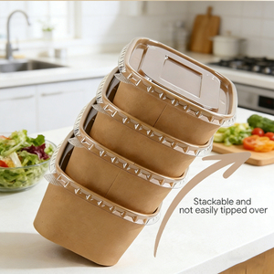 Disposable Biodegradable Food-grade Kraft Paper Lunch Boxes With Lids <b>Takeaway</b> Packaging <b>Containers</b> - Product Image 5