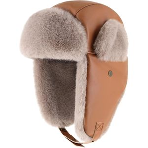 หมวกหนัง PU แบบ Trapper บุขนเทียม หมวกนักบินกันลม หมวกสกีสำหรับผู้ใหญ่ ใส่ได้ทั้งชายและหญิง สำหรับฤดูหนาว เหมาะสำหรับเล่นสกีและล่าสัตว์ - Product Image 1