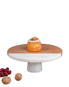 Handcrafted White Natural <b>Marble</b> Square <b>Cake</b> <b>Stand</b> Durable Serving Display Platter for Cafe Restaurant Hotel Bulk Wholesale - Product Image 1