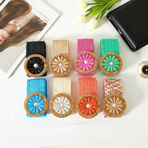 Cintura in tessuto da 5 cm con fibbia rotonda a forma di ananas, cinturino in similpelle PP per donna, accessori moda - Product Image 3