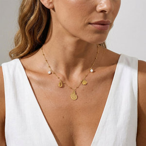 Collares de Moda Hawaiana de Verano, Joyería de Acero Inoxidable 316L, Collar de Conchas Marinas Chapado en Oro de 14k y 18k para Mujer - Product Image 1