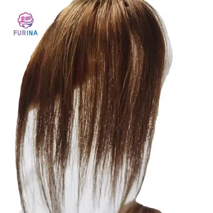 Clipe cabelo natural franja lado varrido remy 100% cabelo humano franja extensão do cabelo para a menina