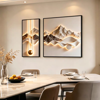Art mural LED 3D de luxe moderne, impression d'orchidée botanique, lumière chaude, décoration murale beige, peinture minimaliste en porcelaine cristalline