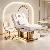 Table de soin esthétique multifonctionnelle avec système de levage à un bouton, chauffage intelligent, éclairage d'ambiance et base lumineuse pour spa, massage et extensions de cils