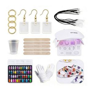 Kit de fabrication de bijoux en résine personnalisée TOYSRUNNER, comprenant de la résine transparente dure à durcissement UV, des moules en silicone pour l'artisanat - Product Image 1