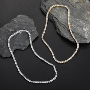 Collana Tennis da <span class=keywords><strong>Uomo</strong></span> Hip-Hop con Zirconi Cubici Micro-Pavé in Rame Dorato, Modello 4x4 mm, Regalo per <span class=keywords><strong>Uomo</strong></span> - Product Image 4