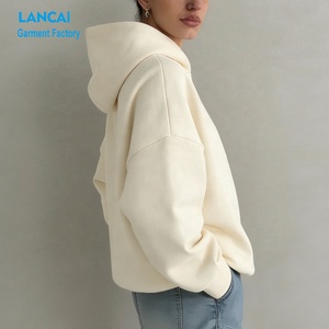 Sweat-shirt à capuche ample en molleton de coton lourd, broderie personnalisée, marque privée, femme, taille plus - Product Image 3