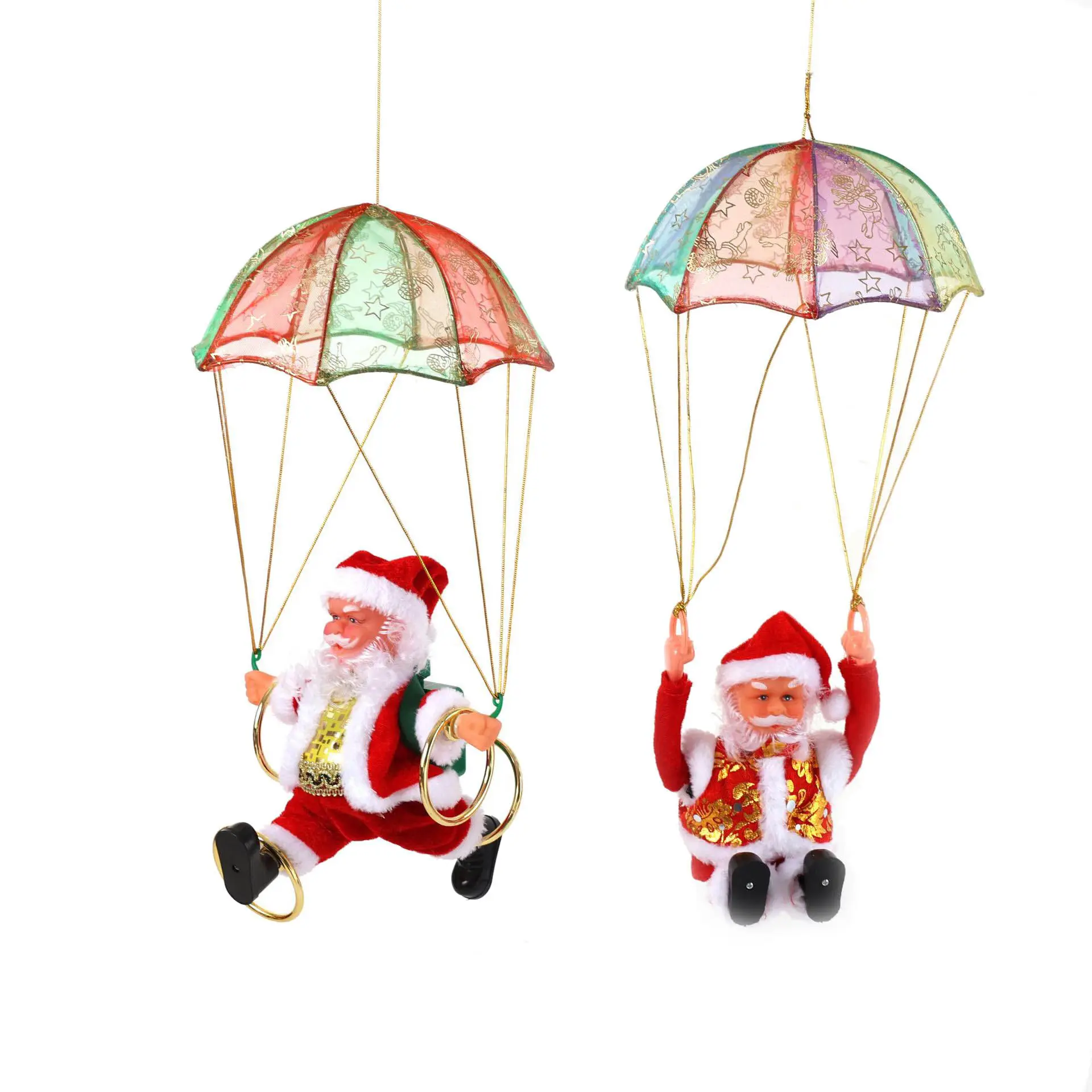 Electric Skydiving With Parachute Home Holiday Long Beard Cute Christmas Decor Gift Santa Claus Figurine Party