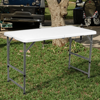 Table de pique-nique rectangulaire pliante en aluminium moderne, pieds personnalisés, blanche, 120x60cm, pour événements extérieurs, vente en gros