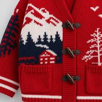 Cardigan en tricot jacquard personnalisé avec logo, motif tendance automne-hiver, vente en gros, vêtement d'extérieur tricoté pour femme
