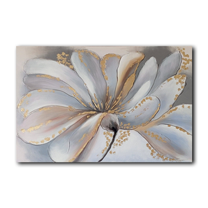 <span class=keywords><strong>Peinture</strong></span> à l'huile abstraite dorée florale peinte à la main sur toile <span class=keywords><strong>de</strong></span> lin 300g Décoration murale contemporaine pour la maison Taille personnalisée Fleur - Product Image 1