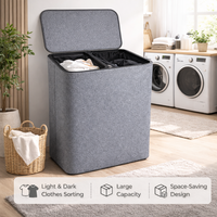 Panier à linge rectangulaire en tissu pliable, écologique et moderne, avec couvercle et sacs amovibles pour le rangement dans la salle de bain, vêtements, chaussures, outils