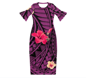 Expédition rapide prix de gros Samoan Lady Dresses Custom Hawaiian Flower Polynesian Print Half Sleeve Big Size Women Party Dress - Product Image 2