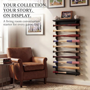 Étagère de rangement en bois, présentoir créatif transfrontalier pour ballons de baseball, support mural multi-niveaux en bois massif pour médailles - Product Image 3