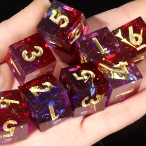 Mini Planet, dés de jeu de rôle en résine faits à la main, DND personnalisés, <span class=keywords><strong>magie</strong></span> des profondeurs marines, 7 pièces, polyédriques, dragon, donjons, jeu de société, bords tranchants, vente en gros - Product Image 5