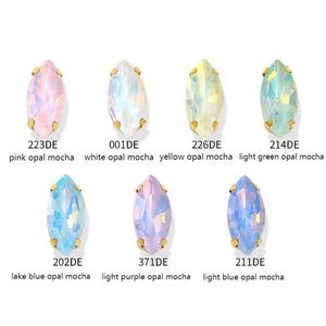 3D Glass Rhinestones protein Mocha màu navette Shape SEW-on kỹ thuật với kim loại Claw cho may trang trí - Product Image 5