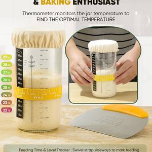 Kit <span class=keywords><strong>de</strong></span> démarrage pour levain, Fournitures pour la cuisson du pain au levain, Ensemble <span class=keywords><strong>de</strong></span> 2 paniers <span class=keywords><strong>de</strong></span> levage en silicone, Cadeaux pour kit <span class=keywords><strong>de</strong></span> démarrage du levain - Product Image 3