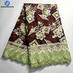Sinya bordado guipur cordón encaje cera Ankara cera Africana impresiones tela <span class=keywords><strong>para</strong></span> boda fiesta mujeres vestido - Product Image 3