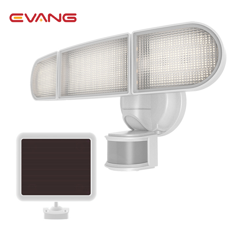 Modern waterproof ip65 1800lm 3 Head Security Garden Light Solar Smart Powered Motion Sensor security Light